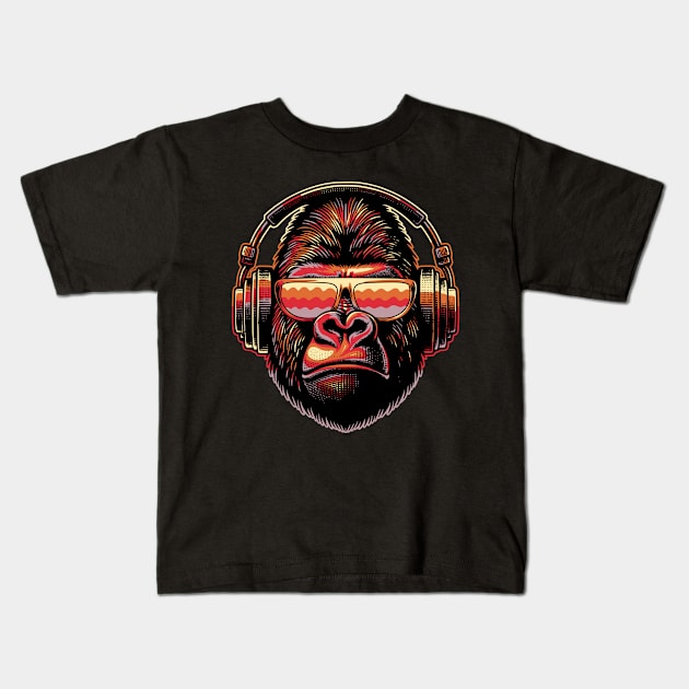 Gorilla Beats Kids T-Shirt by Andonaki